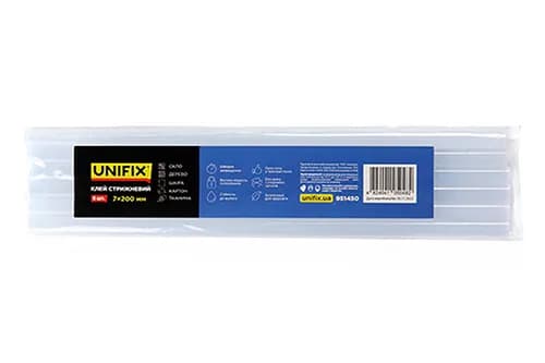 Клей стрижневий прозорий 7.0х200мм 6шт (пакет) UNIFIX
