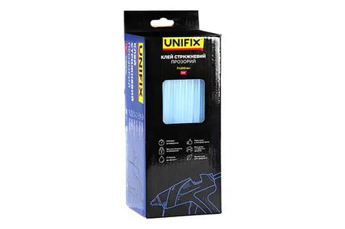 Клей стрижневий прозорий 7.0х200мм 1кг (116 шт) (коробок) UNIFIX - зображення 1