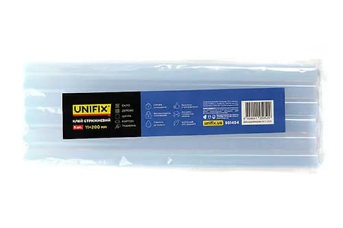 Клей стрижневий прозорий 11.0х200мм 6шт (пакет) UNIFIX