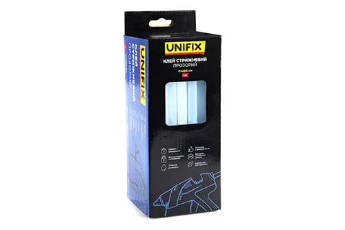 Клей стрижневий прозорий 11.0х200мм 1кг (50 шт) (коробок) UNIFIX - зображення 1