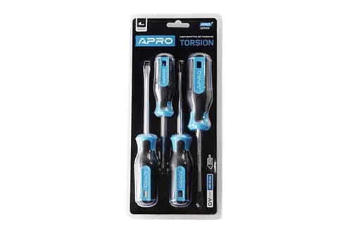 Набір викруток гумових APRO 4шт, CrV (PH2х100, PH1х100, SL5х100, SL3х75) - зображення 1