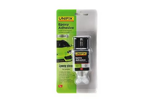 Клей епоксидний двокомпонентний для пластику шприц (прозорий) 6г UNIFIX