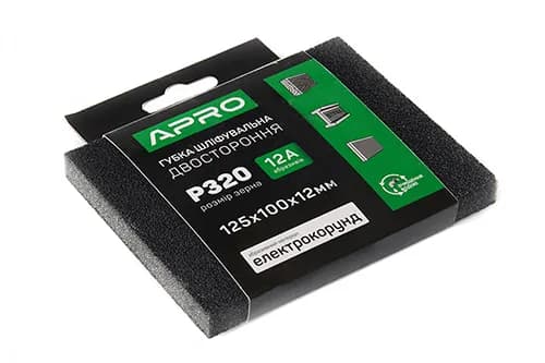 Губка шліфувальна двостороння Р320 125х100х12мм APRO