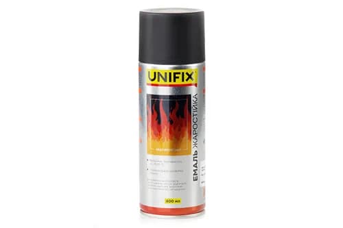 Емаль жаростійка RAL 9005 Чорний 400мл UNIFIX