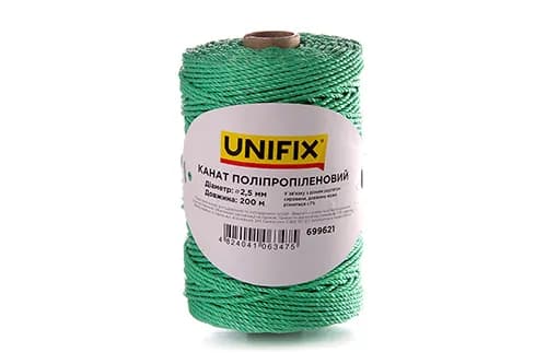 Канат поліпропіленовий 3мм 200м UNIFIX