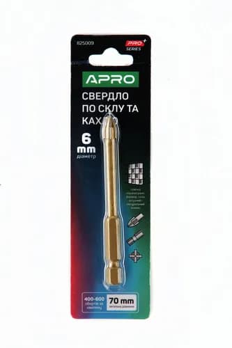 Свердло по склу і кахлю 4 грані HEX 6мм PRO APRO