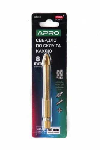 Свердло по склу і кахлю 4 грані HEX 8мм PRO APRO - зображення 1