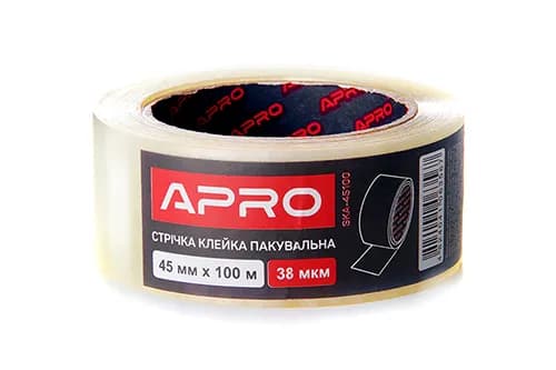 Стрічка клейка пакувальна 38мкм 45мм 100м APRO