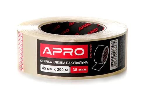 Стрічка клейка пакувальна 38мкм 45мм 200м APRO - зображення 1