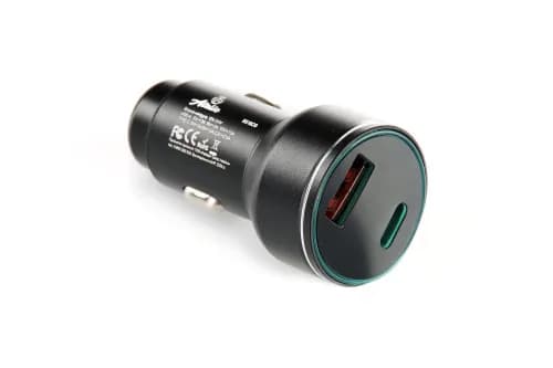 Автомобільний зарядний пристрій USB/Tipe-C (12/24V - 5V 3A) чорний з підсвічуванням 12 Atelie