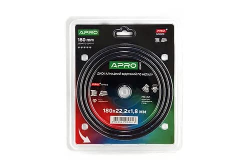 Диск алмазний по металу 180х1.8х22.2мм APRO PRO - зображення 1