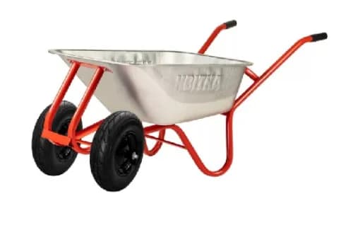 Тачка двоколісна F1 100л оцинк корито Expert 0,8мм рама червона, поліуретанове колесо КВІТКА PRO - зображення 1