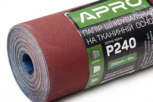 Папір шліфувальний P240 рулон 200мм*10м (тканинна основа) APRO