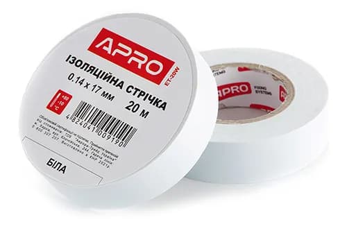 Ізоляційна стрiчка біла 0.14х17мм 20м (пачка, кратно 10шт) APRO - зображення 1