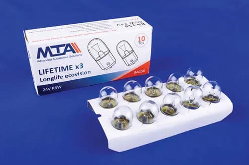 Лампа автомобільна 24V 5W Ba15s R5W (освітлення номерного знака, габарити, стоянкове освітлення/габарити) (10шт) MTA