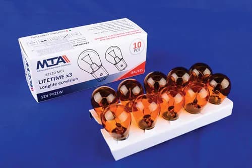 Лампа автомобільна 12V PY21W BAU15S (помаранчева) (вказівники повороту перед, зад) (10шт) MTA