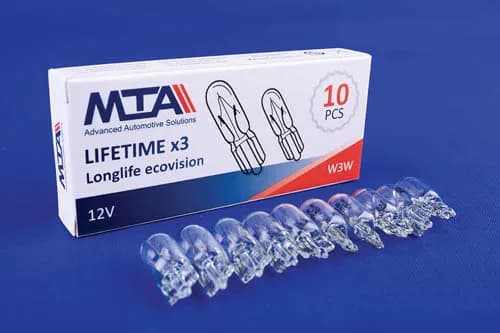 Лампа автомобільна 12V 3W W3W (стоянкове освітлення/габаритні) (10шт) MTA - зображення 1