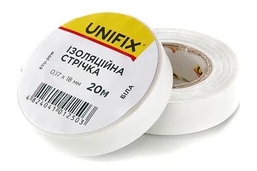 Ізоляційна стрiчка бiла 0.17х18мм 20м (пачка, кратно 10шт) UNIFIX
