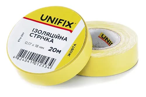 Ізоляційна стрiчка жовта 0.17х18мм 25м (пачка, кратно 10шт) UNIFIX - зображення 1