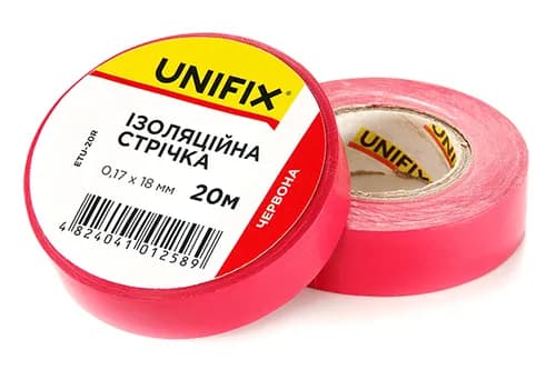 Ізоляційна стрiчка червона 0.17х18мм 25м (пачка, кратно 10шт) UNIFIX - зображення 1