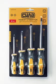 Набір викруток двокомпонентних CrV SL3x75, SL6x100, PH1x75, PH2x125 (4шт) СИЛА - зображення 1
