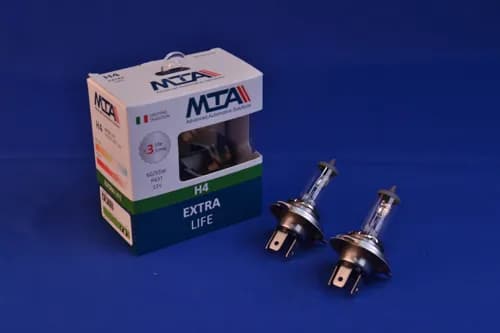 Лампа автомобільна H4 12V 60/55W P43T EXTRA LIFE (2шт) (ближня/дальня, протитуманна) MTA - зображення 1