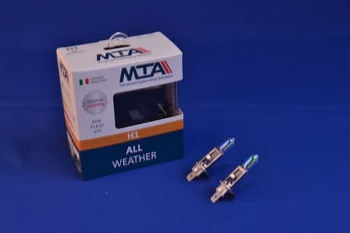 Лампа автомобільна H1 12V 55W P14.5S ALL WEATHER (2шт) (ближня/дальня, протитуманна) MTA - зображення 1