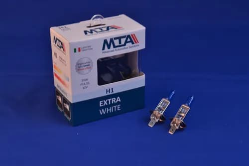 Лампа автомобільна H1 12V 55W P14.5S EXTRA WHITE (2шт) (ближня/дальня, протитуманна) MTA