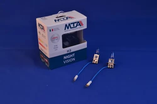 Лампа автомобільна H3 12V 55W PK22S NIGHT VISION +80% (2шт) (ближня/дальня, протитуманна) MTA