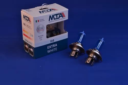 Лампа автомобільна H4 12V 60/55W P43T EXTRA WHITE (2шт) (ближня/дальня, протитуманна) MTA