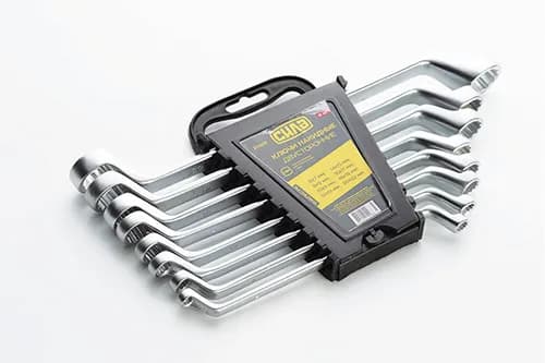 Набір ключів накидних двосторонніх CrV 6x7, 8x9, 10x11, 12x13, 14x15, 16x17, 18х19, 20х22мм (8шт) СИЛА