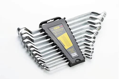 Набір ключів накидних двосторонніх CrV 6х7, 8х9, 10х11, 12х13, 14х15, 16х17, 18х19, 20х22, 21х23, 24x27, 25х28, 30х32мм (12шт) СИЛА