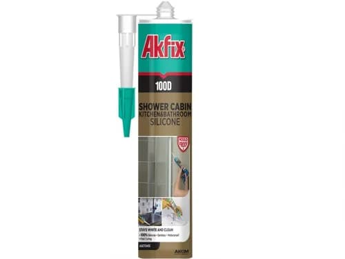 Силікон для душових кабін 100D 280мл / 340гр білий Akfix