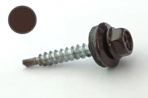 Саморіз покрівельний 4,8*35 DIN 7504K RAL 8017 до дерева (ящ. 1600шт) (колір - шоколадно-коричневий) APRO - зображення 1