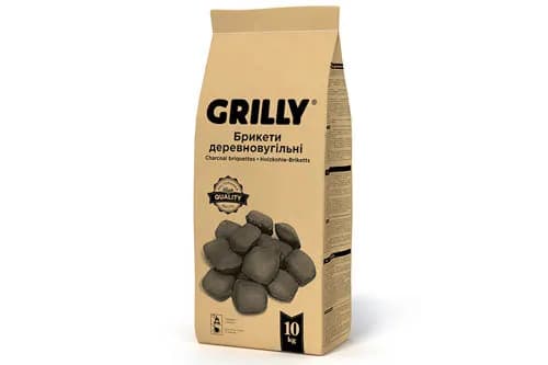 Брикети деревновугільні 10кг Grilly - зображення 1