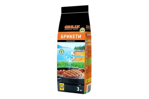 Брикети деревновугільні 3кг Grilly - зображення 1
