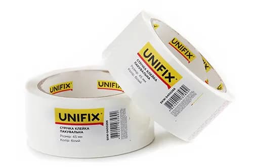 Стрічка клейка пакувальна біла 45мм 200 SKW-5400266 UNIFIX - зображення 1