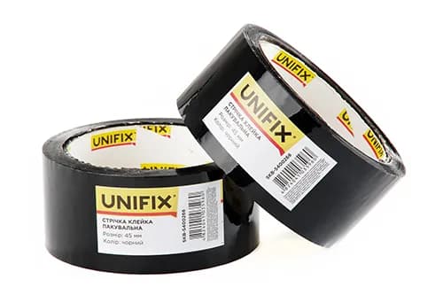 Стрічка клейка пакувальна чорна 45мм 200 SKB-5400266 UNIFIX - зображення 1