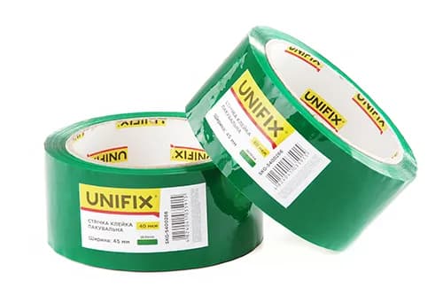 Стрічка клейка пакувальна зелена 45мм 200 SKG-5400266 UNIFIX - зображення 1