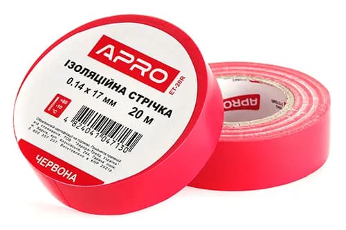 Ізоляційна стрiчка червона 0.14х17мм 20м (пачка, кратно 10шт) APRO
