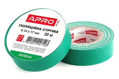 Ізоляційна стрiчка зелена 0.14х17мм 20м (пачка, кратно 10шт) APRO
