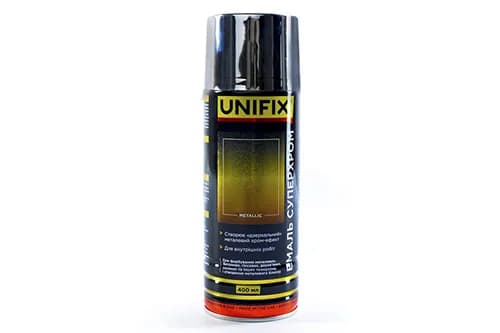 Емаль акрилова суперхром дзеркальний срібло глянець преміум 400мл UNIFIX