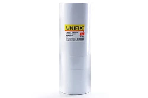 Стрічка клейка двостороння на паперовій основі 38мм 10м (туба 7 шт) UNIFIX