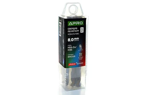Свердло по металу кобальтове HSS-Co/M35 Ø8.0мм (тубус, кратно 5шт) PRO APRO