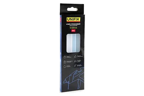 Клей стрижневий прозорий 11.0х200мм 6шт (коробок) UNIFIX - зображення 1
