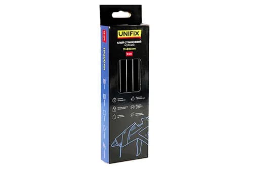 Клей стрижневий чорний 11.0х200мм 12шт (коробок) UNIFIX - зображення 1