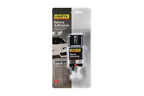 Клей епоксидний двокомпонентний для металу шприц (сірий) 6г UNIFIX - зображення 1