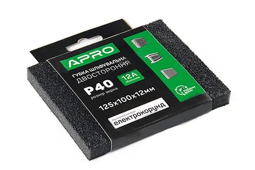 Губка шліфувальна двостороння Р40 125х100х12мм APRO - зображення 1