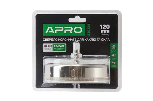 Свердло трубчате с алмазним напиленням для скла і кахлю 120мм APRO