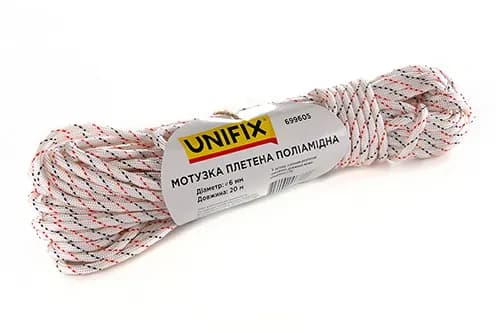 Мотузка плетена поліамідна (капронова) 6мм 20м UNIFIX - зображення 1